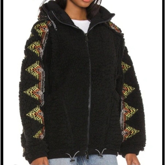 Free People X FP Movement Womens S Small Lodge Livin Sherpa Pile Jacket Black